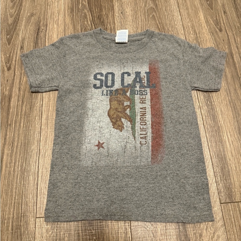 Delta Pro Weight So Cal California Flag Bear Boys T Shirt Size Small Gray